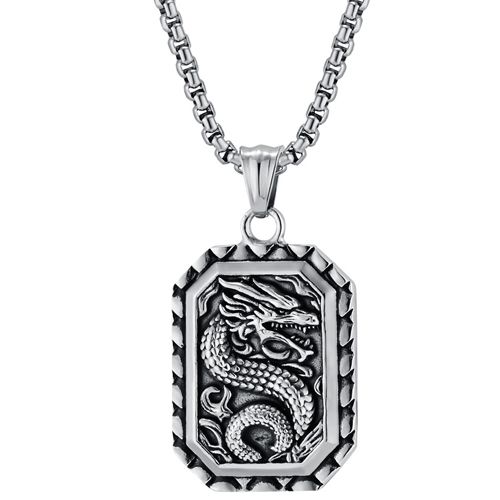 **COI Titanium Black Gold Tone/Silver Dragon Tag Pendant-9956BB