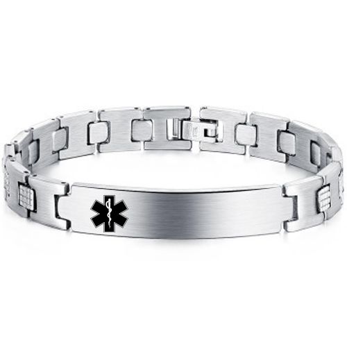 **COI Titanium Medical Alert Bracelet With Steel Clasp(Length: 8.27 inches)-9974BB