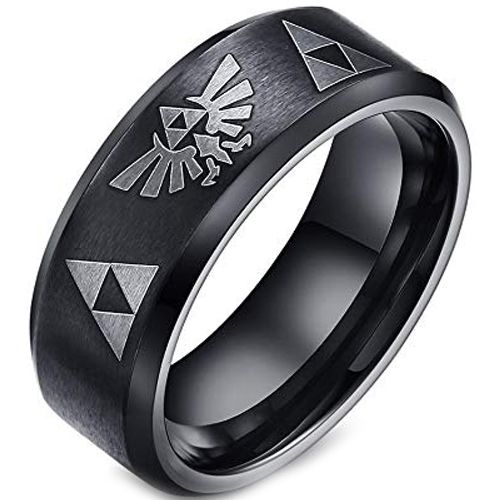 *COI Black Titanium Legend Zelda Beveled Edges Ring-2061