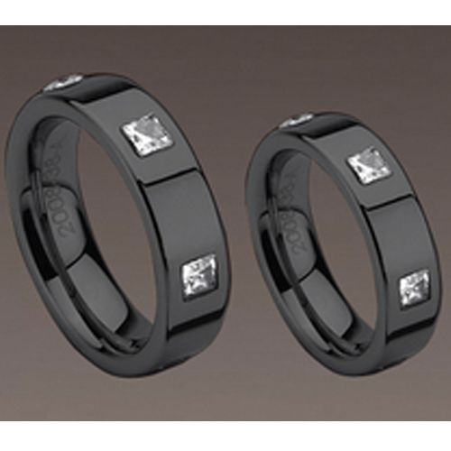 COI Black Titanium Ring With CZ- 983 (US5)