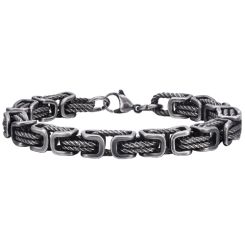 ***COI Titanium Black/Gold Tone/Silver Wire Bracelet With Steel Clasp(Length: 8.27 inches)-00018BB