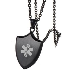 **COI Black Titanium Medical Alert Pendant-00016BB