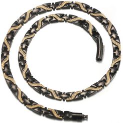 **COI Titanium Black Gold Tone Necklace With Steel Clasp(Length: 19.29 inches)-00037BB