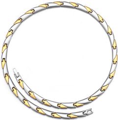 **COI Titanium Gold Tone Silver Necklace With Steel Clasp(Length: 20.47 inches)-00038BB