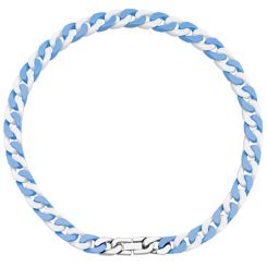 ***COI Titanium Necklace With Blue & White Ceramic and Steel Clasp(Length: 17.71 inches)-00045BB
