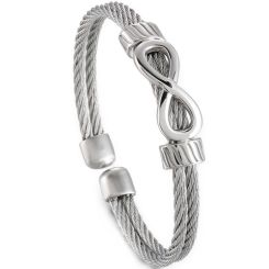 ***COI Titanium Black/Gold Tone/Silver Infinity Bracelet With Steel Clasp(Length: 7.87 inches)-00049BB