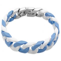 ***COI Titanium Bracelet With Blue & White Ceramic and Steel Clasp(Length: 7.08 inches)-00051BB