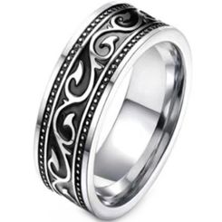***COI Titanium Black Silver Celtic Ring-00060BB