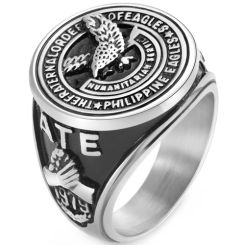 ***COI Titanium Black Gold Tone/Silver Eagle Ring-00061BB
