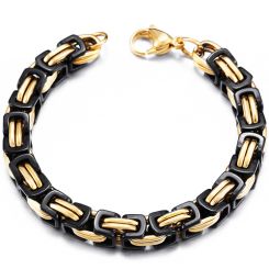 ***COI Titanium Black Gold Tone Bracelet With Steel Clasp(Length: 8.66 inches)-00071BB