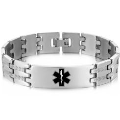 ***COI Titanium Medical Alert Bracelet With Steel Clasp(Length: 8.27 inches)-00074BB