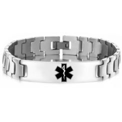 ***COI Titanium Medical Alert Bracelet With Steel Clasp(Length: 8.07 inches)-00076BB