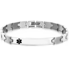 ***COI Titanium Medical Alert& Bracelet With Steel Clasp(Length: 8.66 inches)-00083BB