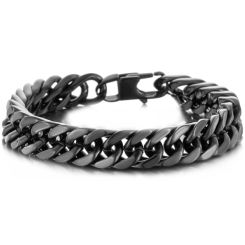 ***COI Black Titanium Bracelet With Steel Clasp(Length: 8.85 inches)-00092BB
