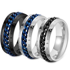 ***COI Titanium Black Blue/Blue Silver/Silver Black Key Chain Link Ring-00113BB