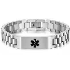 ***COI Titanium Medical Alert Bracelet With Steel Clasp(Length: 8.27 inches)-00124BB