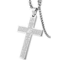 ***COI Titanium Black/Gold Tone/Silver Cross Prayer Pendant-00152BB