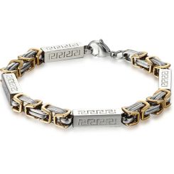***COI Titanium Gold Tone Silver Bracelet With Steel Clasp(Length: 8.27 inches)-00155BB