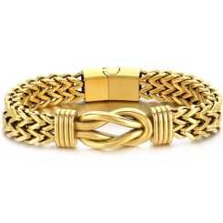 ***COI Titanium Black/Gold Tone/Silver Infinity Bracelet With Steel Clasp(Length: 8.66 inches)-00168BB