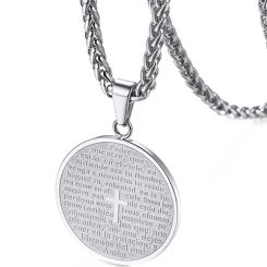 ***COI Titanium Gold Tone/Silver Cross Prayer Pendant-00169BB