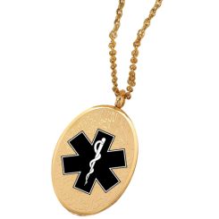 ***COI Titanium Gold Tone/Silver/Rose Medical Alert Pendant-00191BB