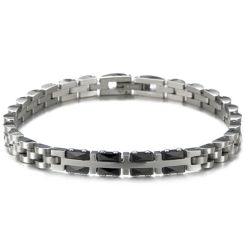 ***COI Titanium Silver/Black/Gold Tone Silver Cross Bracelet With Steel Clasp(Length: 7.87 inches)-00200BB