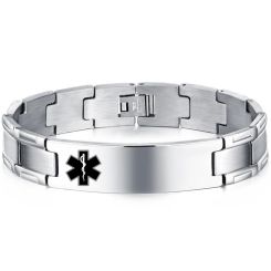 ***COI Titanium Medical Alert Bracelet With Steel Clasp(Length: 8.27 inches)-00206BB