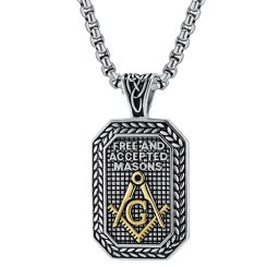 ***COI Titanium Silver/Gold Tone/Silver Gold Tone Masonic Freemason Pendant-00214BB