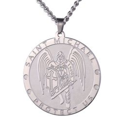 ***COI Titanium Gold Tone/Silver Saint Michael Protect Us Pendant-00224BB