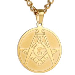 ***COI Titanium Gold Tone/Silver Masonic Freemason Pendant-00225BB