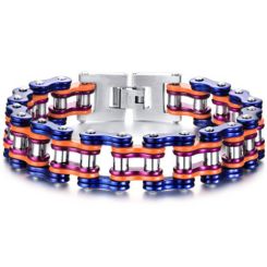 ***COI Titanium Blue Orange Purple Silver Bracelet With Steel Clasp(Length: 8.46 inches)-00230BB