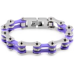 ***COI Titanium Purple Ceramic Cubic Zirconia Bracelet With Steel Clasp(Length: 8.27 inches)-00241BB