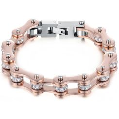 ***COI Titanium Rose Silver Cubic Zirconia Bracelet With Steel Clasp(Length: 8.27 inches)-00242BB