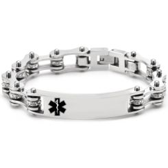 ***COI Titanium Medical Alert Cubic Zirconia Bracelet With Steel Clasp(Length: 8.27 inches)-00250BB