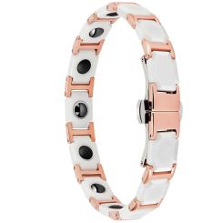 ***COI Rose Titanium White Ceramic Bracelet With Steel Clasp(Length: 8.46 inches)-00262BB