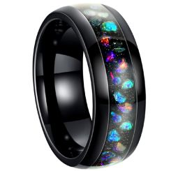 ***COI Black Titanium Abalone Shell & Meteorite Dome Court Ring-00268BB