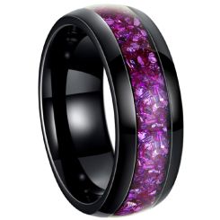***COI Black Titanium Purple Amethyst Dome Court Ring-00271BB