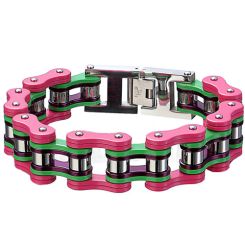 ***COI Titanium Purple Silver Rose & Green Ceramic Bracelet With Steel Clasp(Length: 8.86 inches)-00274BB