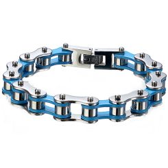 ***COI Titanium Blue Silver Bracelet With Steel Clasp(Length: 8.46 inches)-00276BB