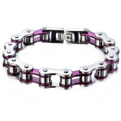 ***COI Titanium Purple Silver Bracelet With Steel Clasp(Length: 8.46 inches)-00277BB