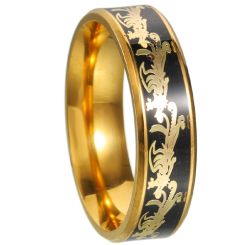 ***COI Titanium Black Gold Tone Phoenix Ring-00289BB