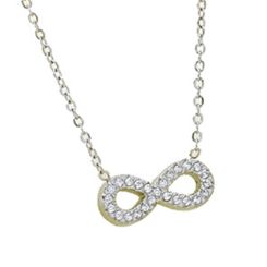 ***COI Titanium Gold Tone/Silver Infinity Necklace With Cubic Zirconia(Length:19.68 inches)-00294BB
