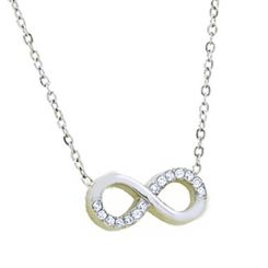 ***COI Titanium Gold Tone/Silver Infinity Necklace With Cubic Zirconia(Length:19.68 inches)-00295BB