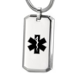 ***COI Titanium Black/Gold Tone/Silver Medical Alert Pendant-00296BB