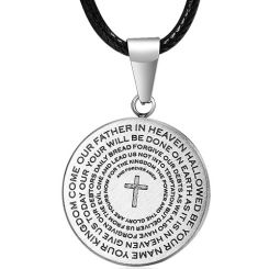 ***COI Titanium Black Silver Cross Prayer Tag Pendant-00306BB