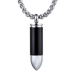 ***COI Titanium Black Silver Bullet Pendant-00307BB