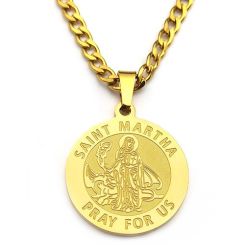 ***COI Titanium Gold Tone/Silver St Martha Pray For Us Pendant-00319BB