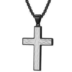***COI Titanium Black Silver Cross Pendant-00322BB