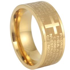 ***COI Gold Tone Titanium Cross Prayer Ring-00327BB