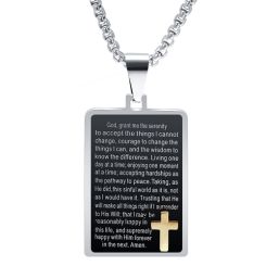 ***COI Titanium Black Gold Tone Silver Cross Prayer Tag Pendant-00334BB